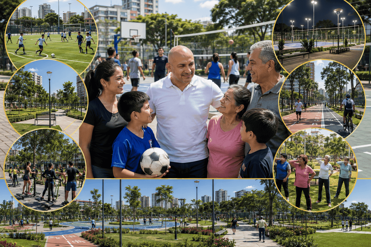 Luis Alonzo acompañando actividades deportivas con niños jóvenes adultos y familias de Lince